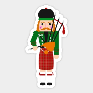 Scottish Bagpiper Nutcracker Christmas Print Sticker